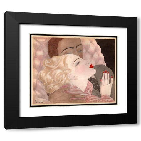 Love By Le Pape Black Modern Wood Framed Art Print with Double Matting by Vintage Apple Collection