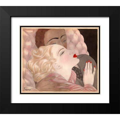 Love By Le Pape Black Modern Wood Framed Art Print with Double Matting by Vintage Apple Collection
