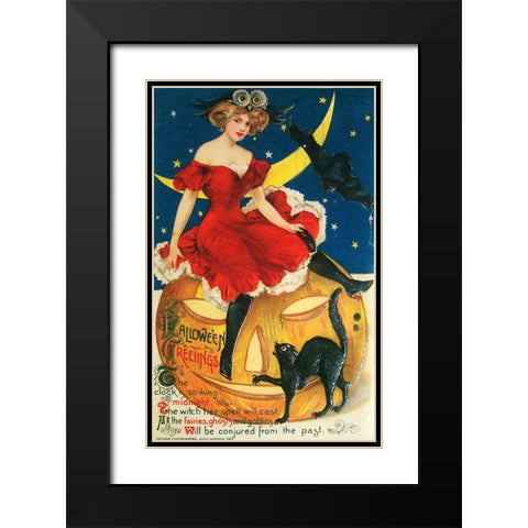 Halloween Red Dress Large.tif Black Modern Wood Framed Art Print with Double Matting by Vintage Apple Collection