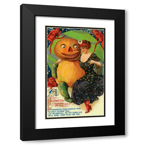 Halloween Red Head Band.tif Black Modern Wood Framed Art Print with Double Matting by Vintage Apple Collection