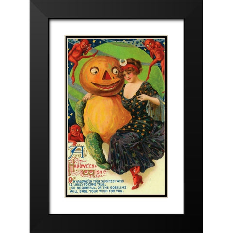 Halloween Red Head Band.tif Black Modern Wood Framed Art Print with Double Matting by Vintage Apple Collection