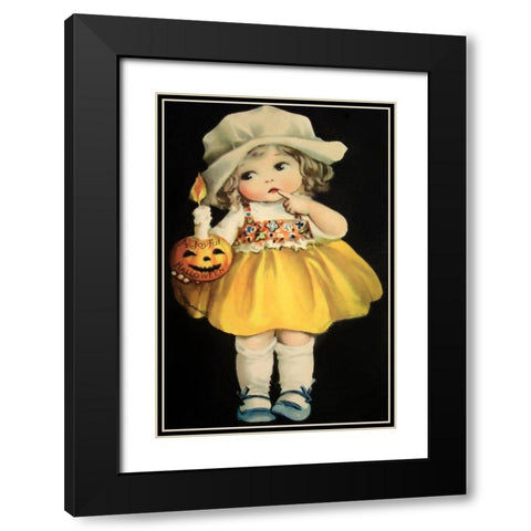 Joyful Halloween Yellow Dress.tif Black Modern Wood Framed Art Print with Double Matting by Vintage Apple Collection