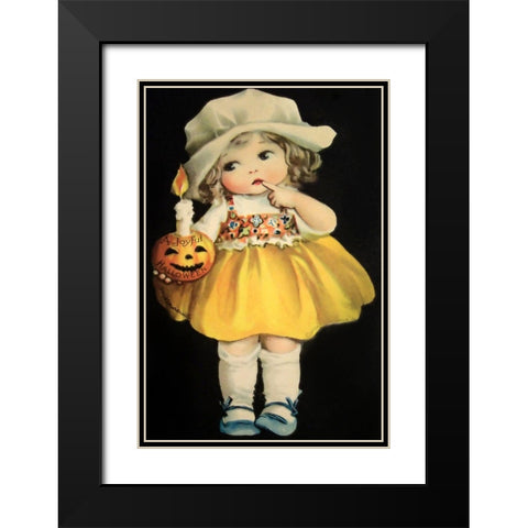 Joyful Halloween Yellow Dress.tif Black Modern Wood Framed Art Print with Double Matting by Vintage Apple Collection