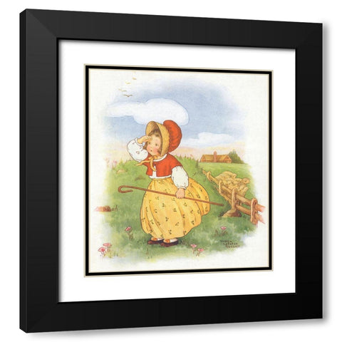 Bo Black Modern Wood Framed Art Print with Double Matting by Vintage Apple Collection