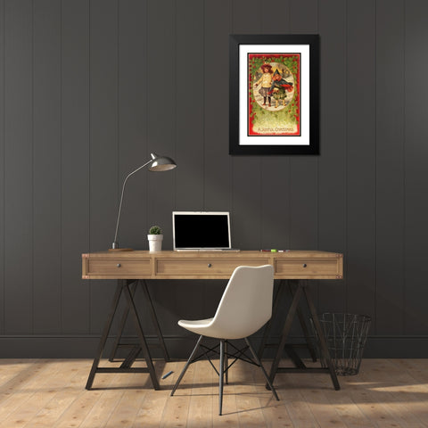 Joyful Christmas Black Modern Wood Framed Art Print with Double Matting by Vintage Apple Collection
