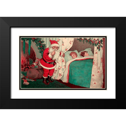 Sleeping Children Black Modern Wood Framed Art Print with Double Matting by Vintage Apple Collection