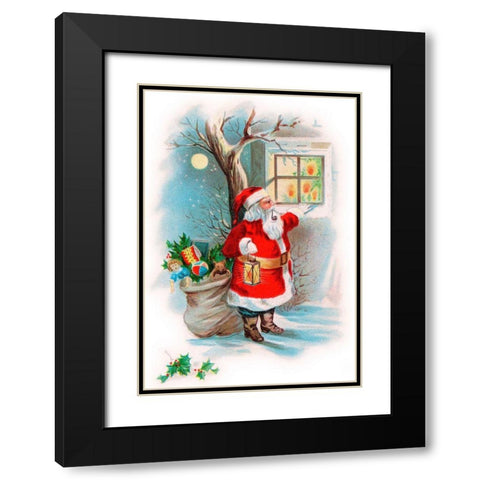 Vintage Xmas 2 Black Modern Wood Framed Art Print with Double Matting by Vintage Apple Collection