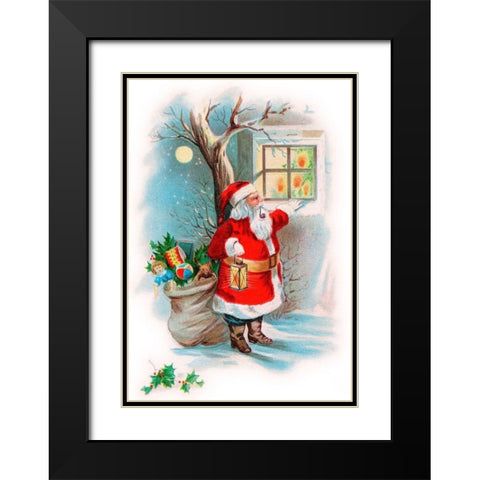 Vintage Xmas 2 Black Modern Wood Framed Art Print with Double Matting by Vintage Apple Collection