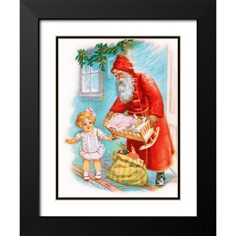 Vintage Xmas 3 Black Modern Wood Framed Art Print with Double Matting by Vintage Apple Collection