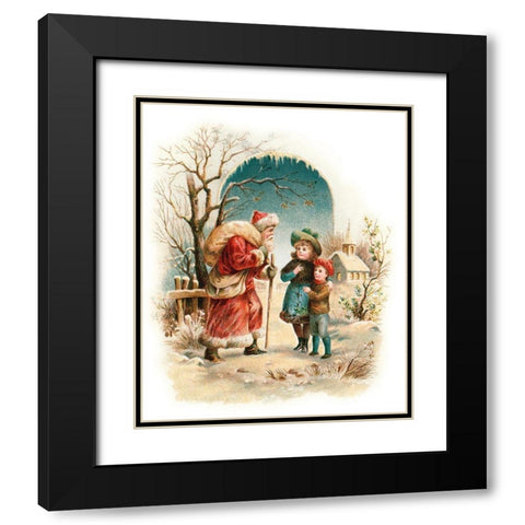 Vintage Xmas 4 Black Modern Wood Framed Art Print with Double Matting by Vintage Apple Collection