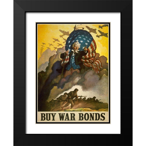 Warbonds Black Modern Wood Framed Art Print with Double Matting by Vintage Apple Collection