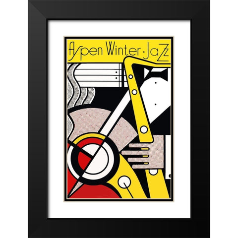 Apen Winter Jazz Black Modern Wood Framed Art Print with Double Matting by Vintage Apple Collection