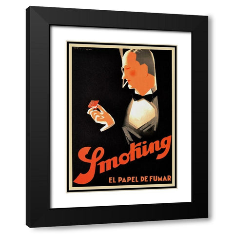 Art Deco Smoking Black Modern Wood Framed Art Print with Double Matting by Vintage Apple Collection