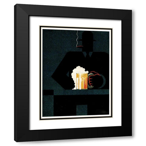 Beer in the Middle of the Night Black Modern Wood Framed Art Print with Double Matting by Vintage Apple Collection