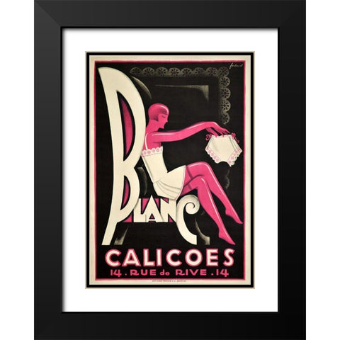 Calicoes Black Modern Wood Framed Art Print with Double Matting by Vintage Apple Collection