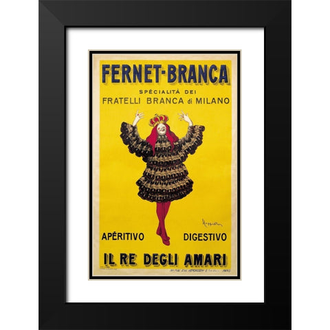 Fernet Branca Yellow Black Modern Wood Framed Art Print with Double Matting by Vintage Apple Collection