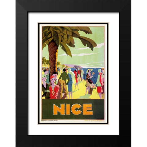 France Nice Black Modern Wood Framed Art Print with Double Matting by Vintage Apple Collection