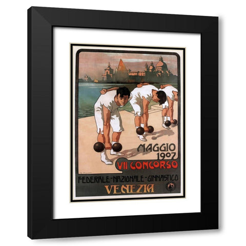 Maggio Weightlifters Black Modern Wood Framed Art Print with Double Matting by Vintage Apple Collection