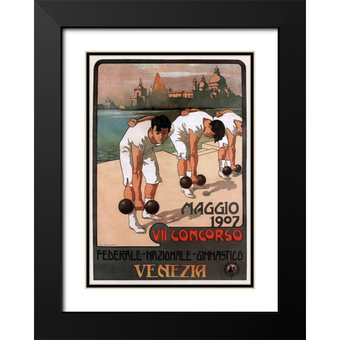 Maggio Weightlifters Black Modern Wood Framed Art Print with Double Matting by Vintage Apple Collection