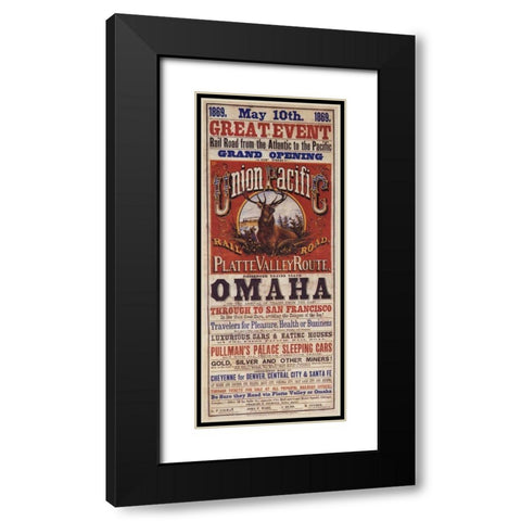 Omaha Black Modern Wood Framed Art Print with Double Matting by Vintage Apple Collection