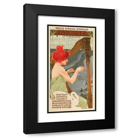 Redhead Harp Black Modern Wood Framed Art Print with Double Matting by Vintage Apple Collection