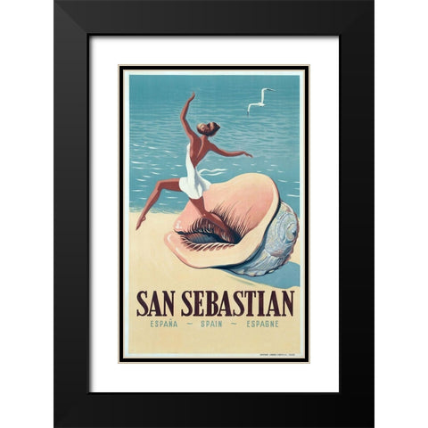 San Sebas Black Modern Wood Framed Art Print with Double Matting by Vintage Apple Collection