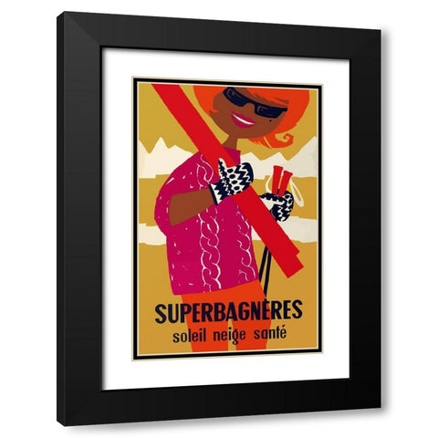 Super Bagneres Mod Black Modern Wood Framed Art Print with Double Matting by Vintage Apple Collection