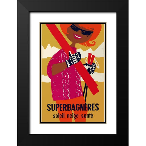 Super Bagneres Mod Black Modern Wood Framed Art Print with Double Matting by Vintage Apple Collection