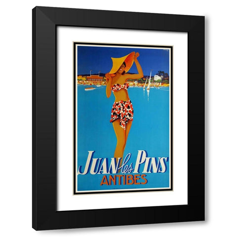 Antibes Black Modern Wood Framed Art Print with Double Matting by Vintage Apple Collection