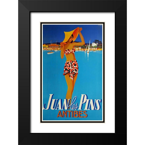 Antibes Black Modern Wood Framed Art Print with Double Matting by Vintage Apple Collection