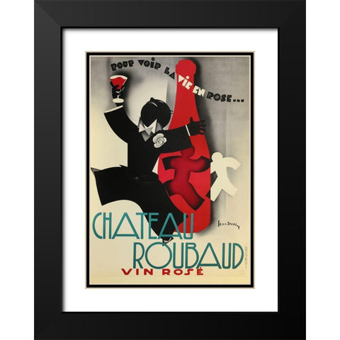 Vin Rose Black Modern Wood Framed Art Print with Double Matting by Vintage Apple Collection