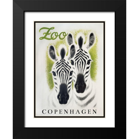 Copenhagen Zoo Black Modern Wood Framed Art Print with Double Matting by Vintage Apple Collection