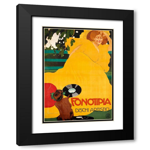 Fonotipia Black Modern Wood Framed Art Print with Double Matting by Vintage Apple Collection