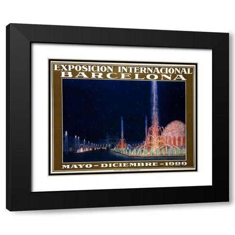 Barcelone Black Modern Wood Framed Art Print with Double Matting by Vintage Apple Collection