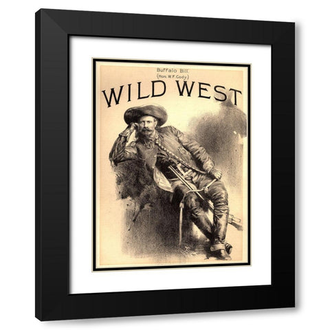 Buffalo Bill Black Modern Wood Framed Art Print with Double Matting by Vintage Apple Collection