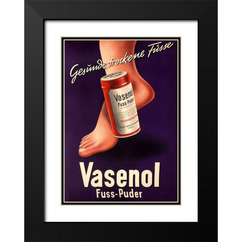 Foot Powder Black Modern Wood Framed Art Print with Double Matting by Vintage Apple Collection