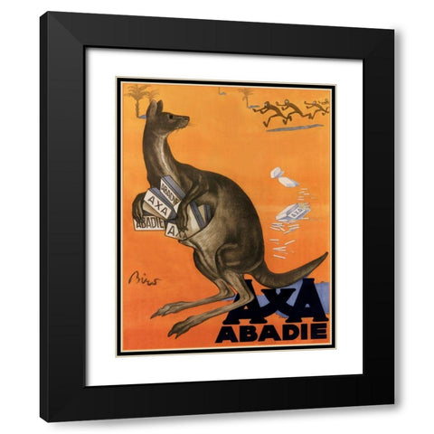 Kangaroo Black Modern Wood Framed Art Print with Double Matting by Vintage Apple Collection