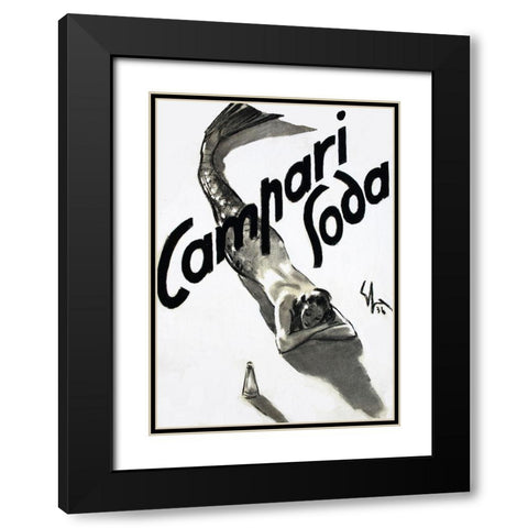 Mermaid Campari 1936 Black Modern Wood Framed Art Print with Double Matting by Vintage Apple Collection