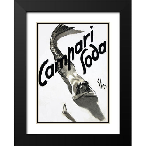 Mermaid Campari 1936 Black Modern Wood Framed Art Print with Double Matting by Vintage Apple Collection