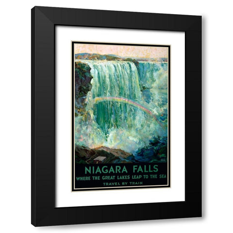 Niagara Falls Black Modern Wood Framed Art Print with Double Matting by Vintage Apple Collection