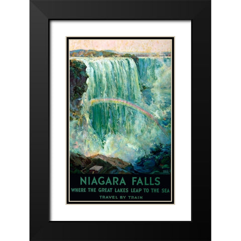 Niagara Falls Black Modern Wood Framed Art Print with Double Matting by Vintage Apple Collection