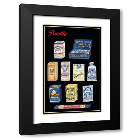 Pasta Barilla Black Modern Wood Framed Art Print with Double Matting by Vintage Apple Collection