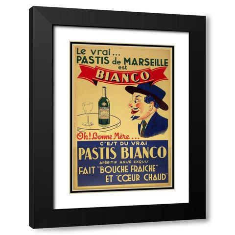 Pastis Bianco Black Modern Wood Framed Art Print with Double Matting by Vintage Apple Collection