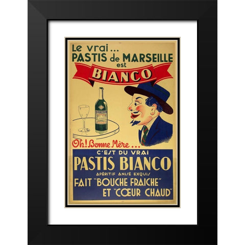 Pastis Bianco Black Modern Wood Framed Art Print with Double Matting by Vintage Apple Collection