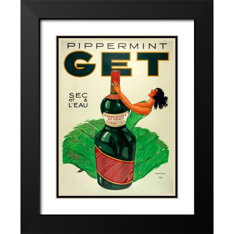 Pipperment Black Modern Wood Framed Art Print with Double Matting by Vintage Apple Collection