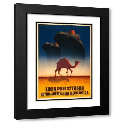 Polonya Black Modern Wood Framed Art Print with Double Matting by Vintage Apple Collection