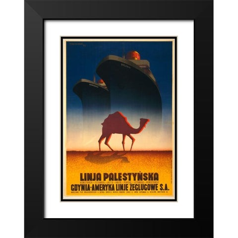 Polonya Black Modern Wood Framed Art Print with Double Matting by Vintage Apple Collection