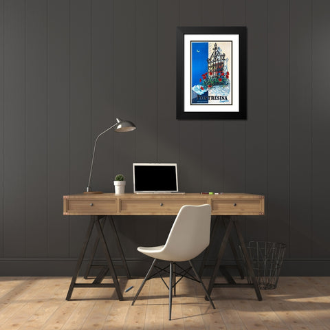 Pontresina Black Modern Wood Framed Art Print with Double Matting by Vintage Apple Collection