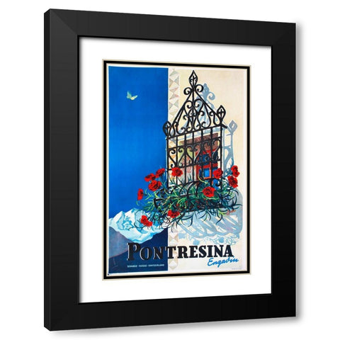 Pontresina Black Modern Wood Framed Art Print with Double Matting by Vintage Apple Collection