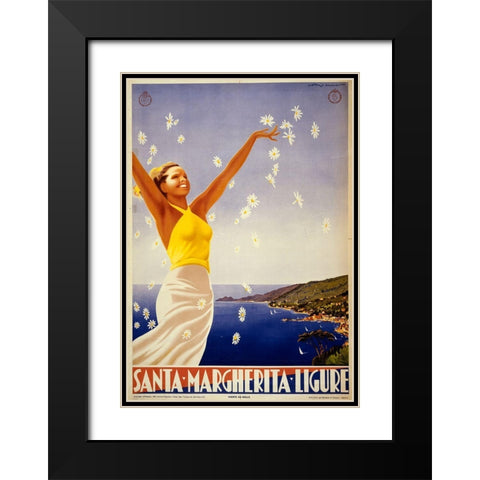 Santa Margherita Ligure Black Modern Wood Framed Art Print with Double Matting by Vintage Apple Collection